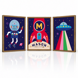 Personalized Space Adventure Art Print Set — Set of 3